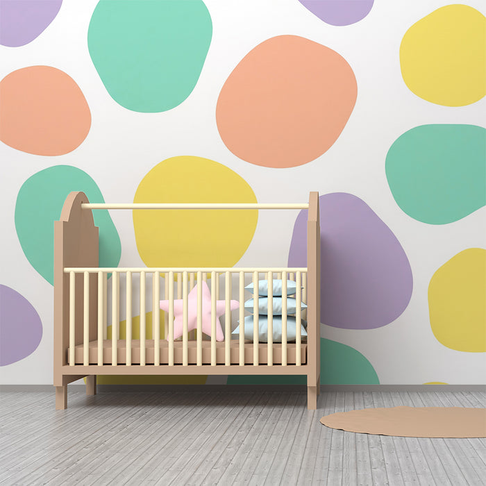 Tapet pentru camera copilului | Modele colorate și forme organice pentru un decor jucăuș