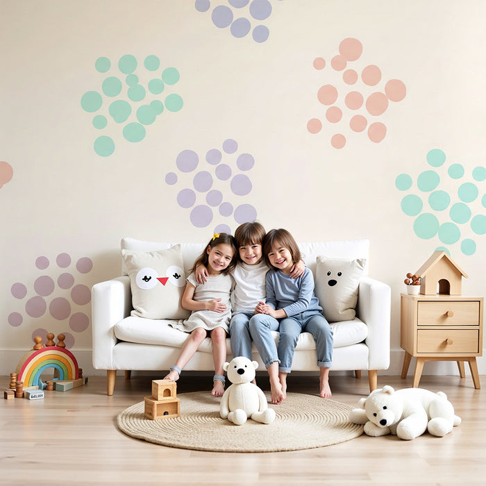 Tapety dla dzieci | Motywy pastelowych baniek na delikatnym tle