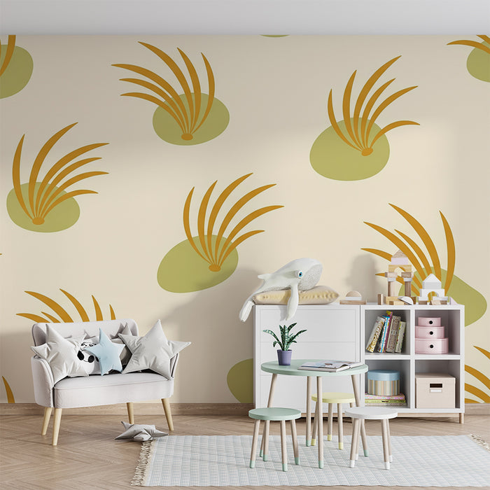 Papier peint chambre bébé | Motifs de feuillage doux et apaisant