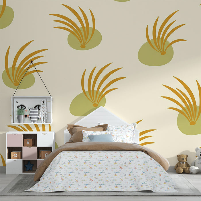 Papier peint chambre bébé | Motifs de feuillage doux et apaisant