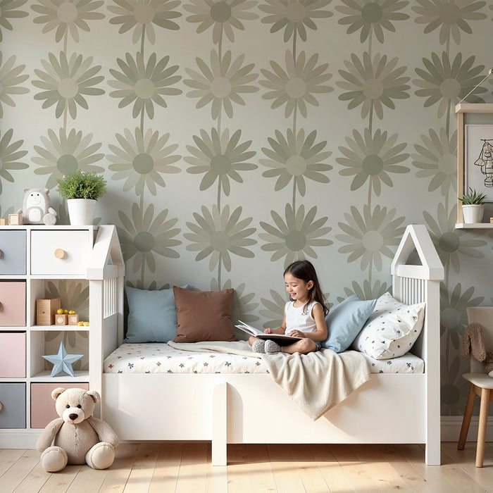 Papel de parede quarto bebê | Мотиви на цветя в зелени нюанси