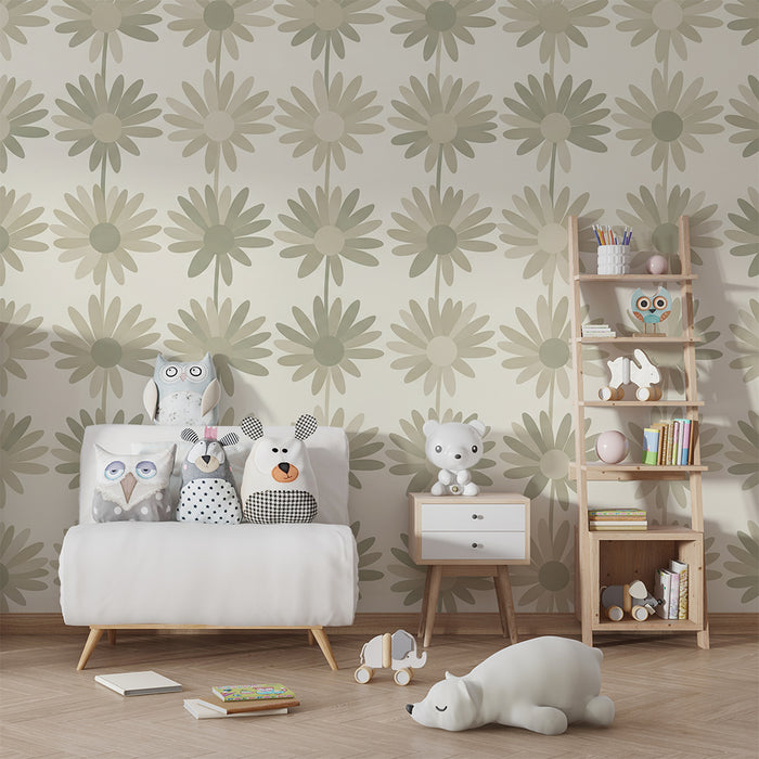 Papel de parede quarto bebê | Мотиви на цветя в зелени нюанси