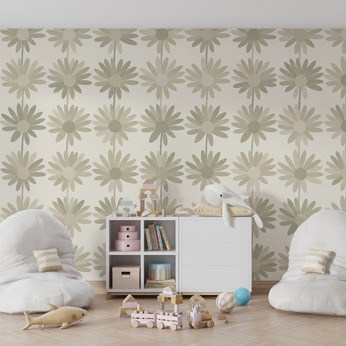 Papel de parede quarto bebê | Мотиви на цветя в зелени нюанси