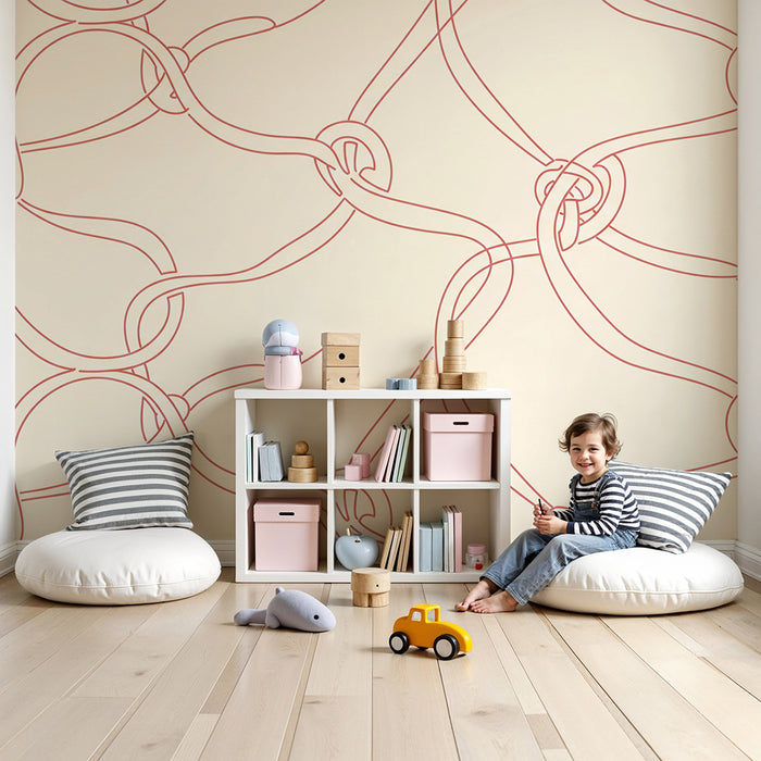 Nursery room wallpaper | Motifs de lignes entrelacées sur fond doux