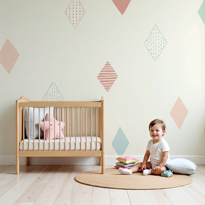 Tapety dla dzieci | Kolorowe romby na delikatnym tle