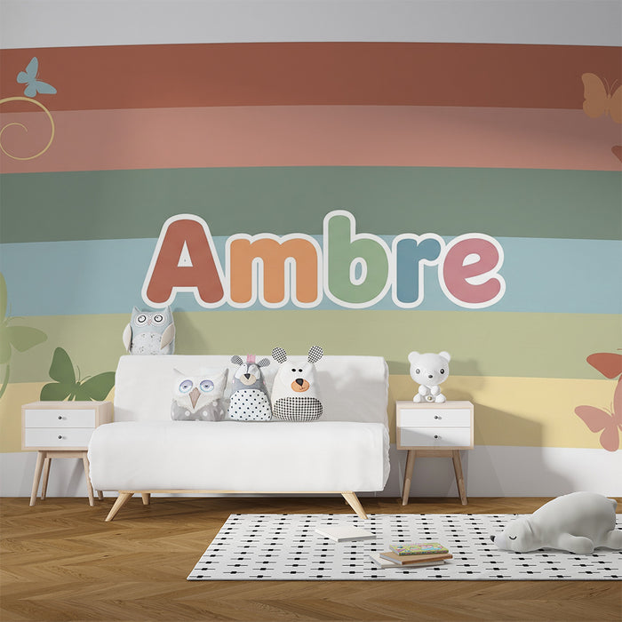 Tapet barnerom | Sommerfuglmønstre og myke farger