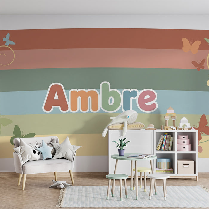 Tapet barnerom | Sommerfuglmønstre og myke farger