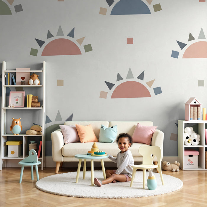 Tapety dla dzieci | Kolorowe i geometryczne wzory słoneczne