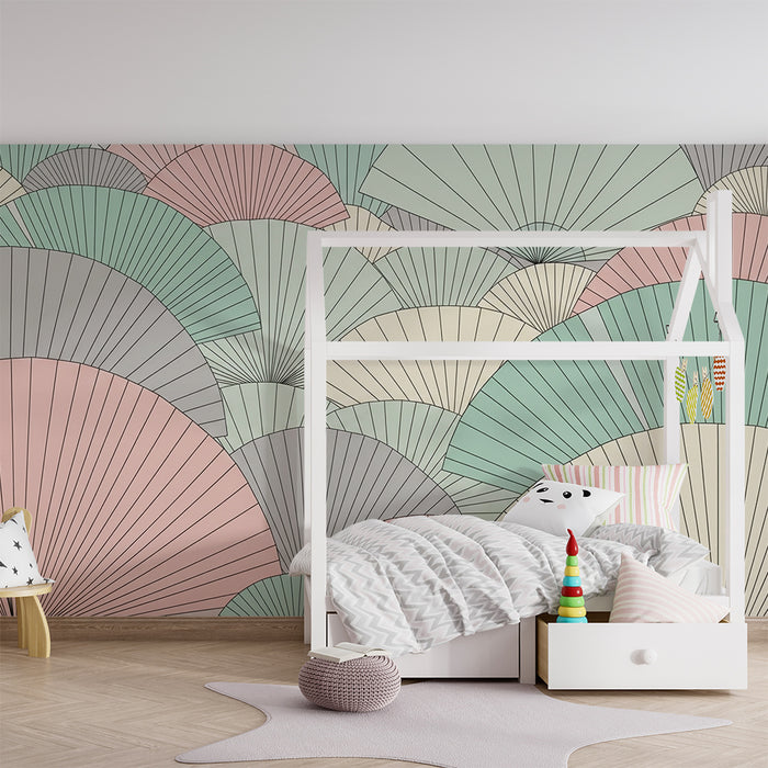 Tapete za dječju sobu | Motivi pastelnih valova s nježnim linijama