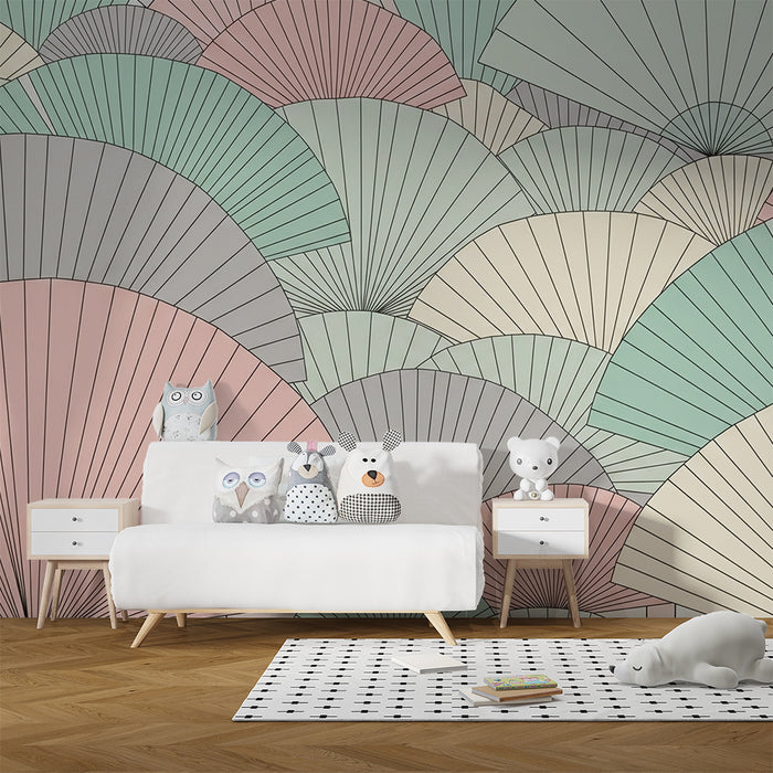 Tapete za dječju sobu | Motivi pastelnih valova s nježnim linijama