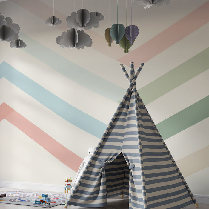 Tapety dla dzieci | Delikatne wzory zygzaków na miękkim tle