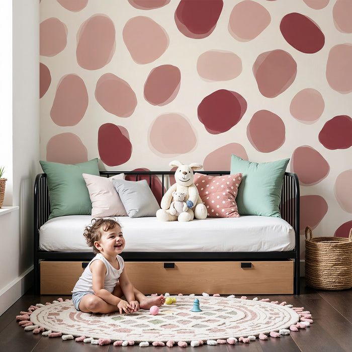 Baba szobai tapéta | Lágy, organikus formák rózsaszín és terrakotta tónusokban