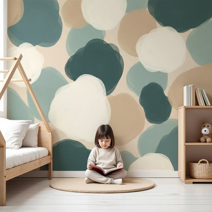 Tapeta dětského pokoje | Jemné a barevné motivy s abstraktními kruhy