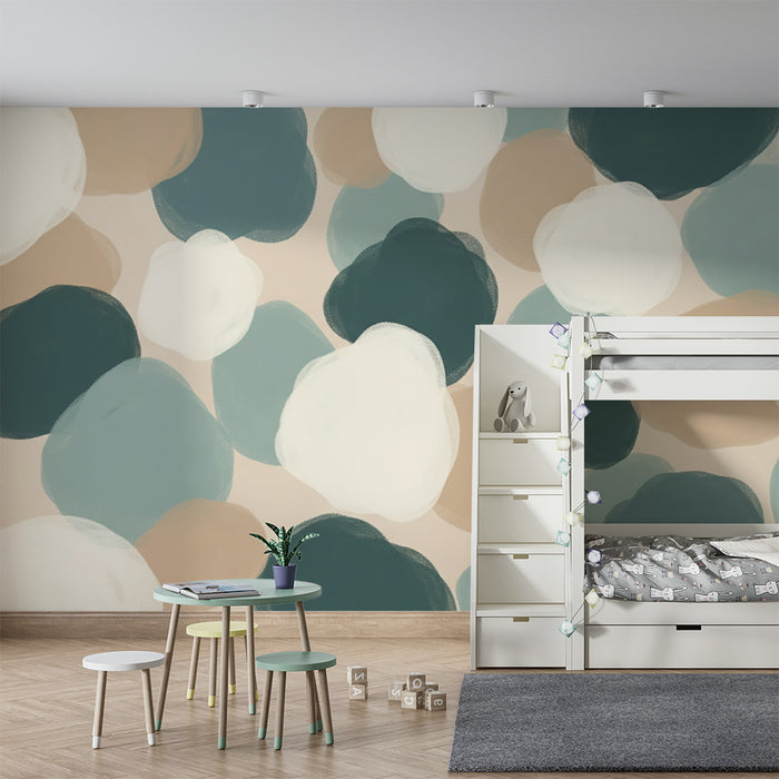 Tapeta dětského pokoje | Jemné a barevné motivy s abstraktními kruhy