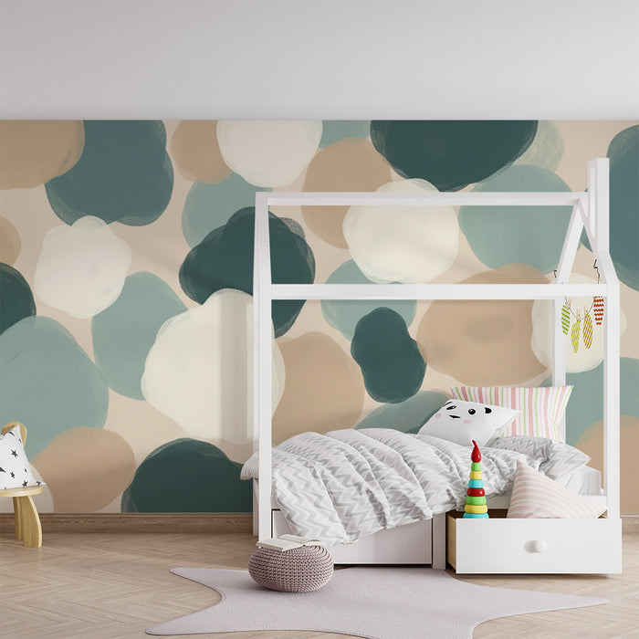 Tapeta dětského pokoje | Jemné a barevné motivy s abstraktními kruhy