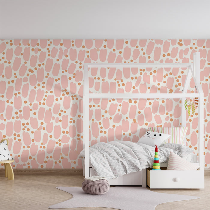 Papel de parede para quarto de bebé | Motivos suaves e coloridos em rosa e bege