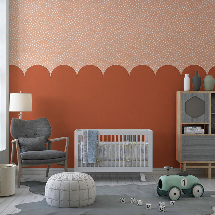 Børneværelse tapet | Bløde mønstre og terrakotta farver til en varm atmosfære