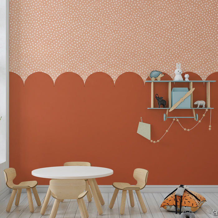 Børneværelse tapet | Bløde mønstre og terrakotta farver til en varm atmosfære