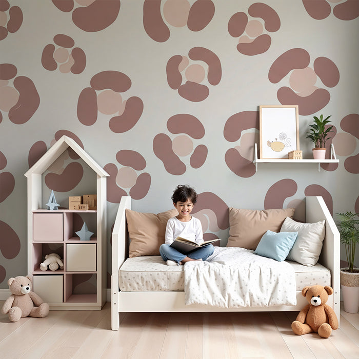 Nursery wallpaper | Soft organic patterns in pink and beige tones