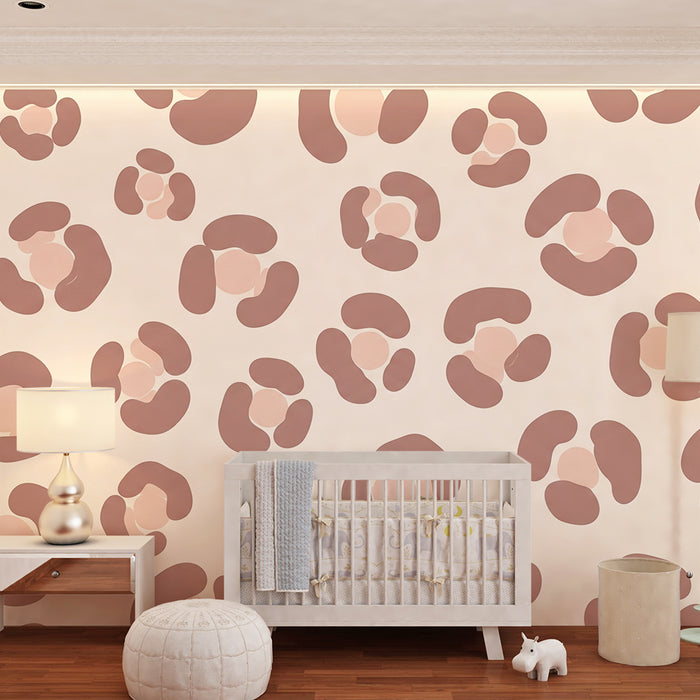 Nursery wallpaper | Soft organic patterns in pink and beige tones