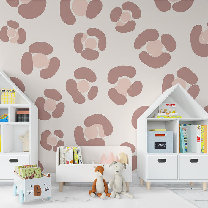 Nursery wallpaper | Soft organic patterns in pink and beige tones