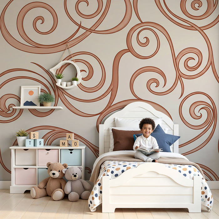 Babyzimmer Tapete | Muster in Terrakotta-Tönen auf weichem Hintergrund