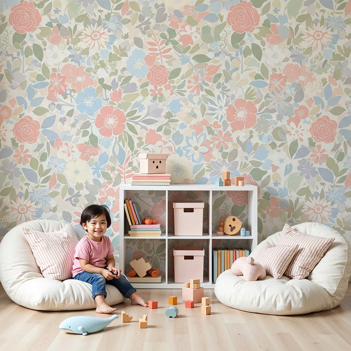 Papier de parede soba beba | Delikatni cvjetni uzorci u pastelnim nijansama