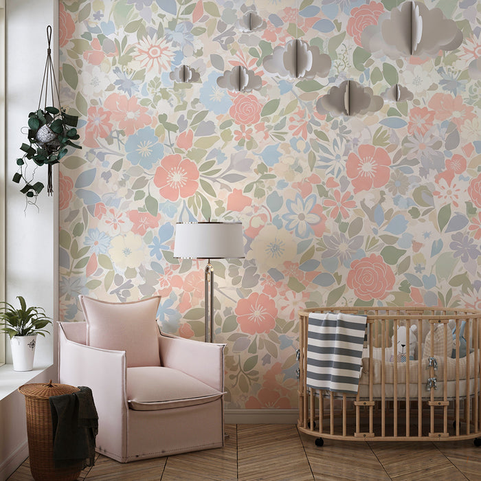 Papier de parede soba beba | Delikatni cvjetni uzorci u pastelnim nijansama