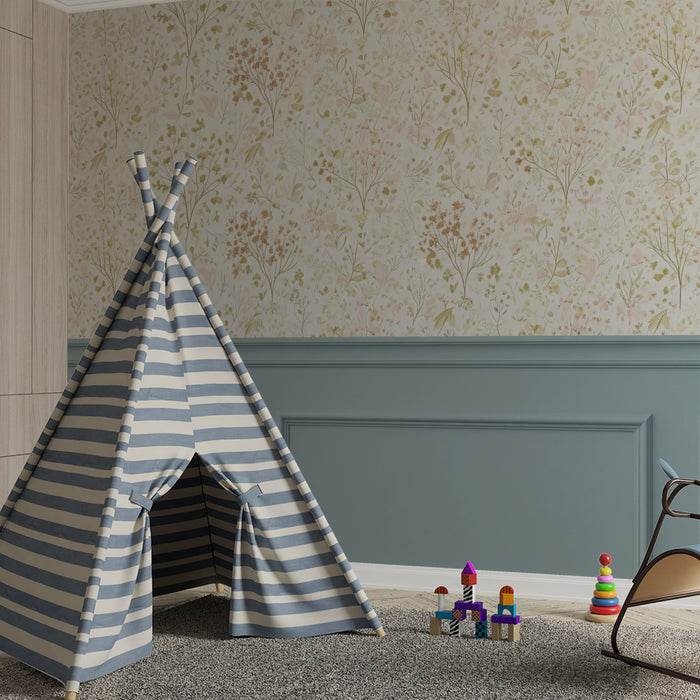 Papier peint chambre bébé | Motifs floraux délicats dans des tons pastel