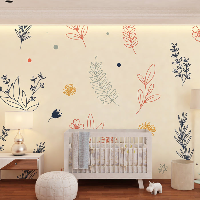 Nursery wallpaper | Delicate floral patterns on a soft background
