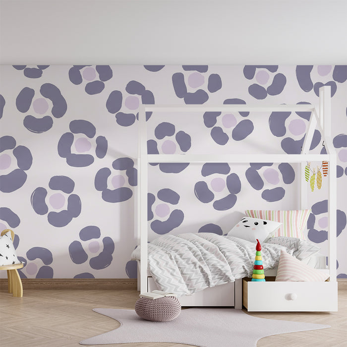 Barnetapet med blomstermotiver | Myke blomster i lilla og lyserosa