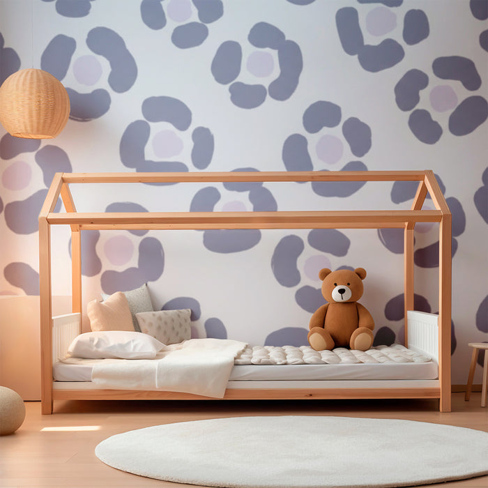 Papel de parede para quarto de bebé | Motivos florais suaves em tons de lilás e rosa claro