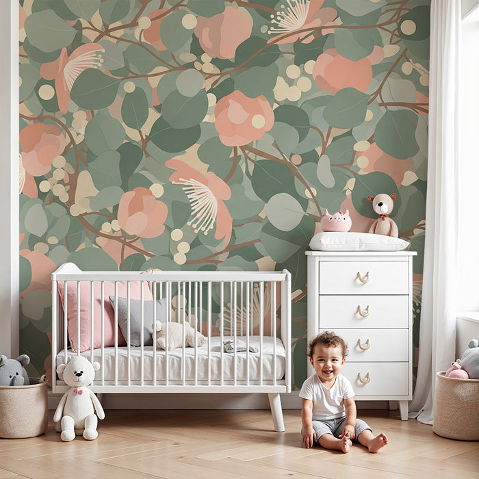 Nursery room wallpaper | Soft and soothing floral patterns