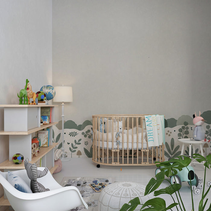 Papel pintado para habitación infantil | Motivos florales suaves y follaje relajante