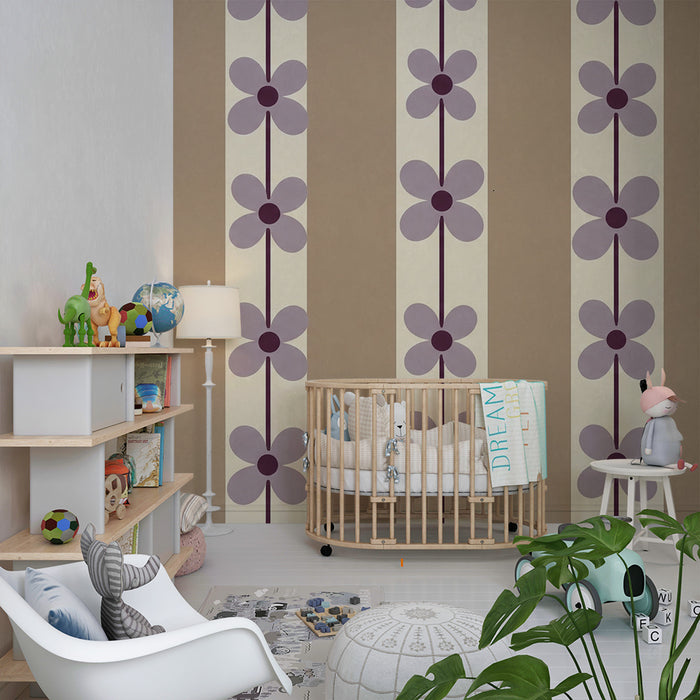 Børneværelse tapet | Bløde blomstermotiver på beige og flødefarvet baggrund