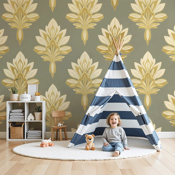 Tapety dla dzieci | Eleganckie motywy kwiatowe na delikatnym tle