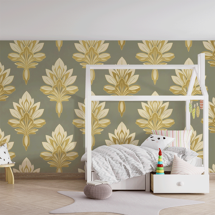 Tapety dla dzieci | Eleganckie motywy kwiatowe na delikatnym tle