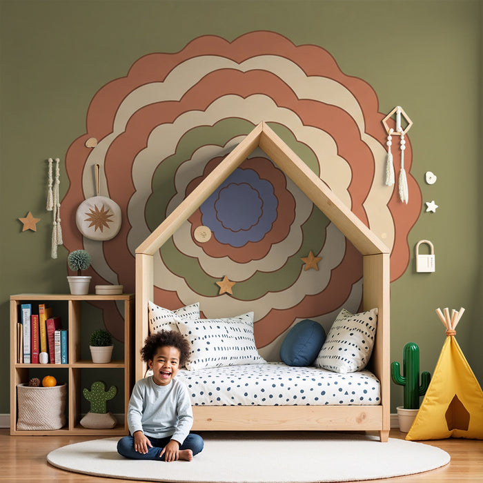 Papier peint chambre bébé | Motifs floraux en dégradé de couleurs douces