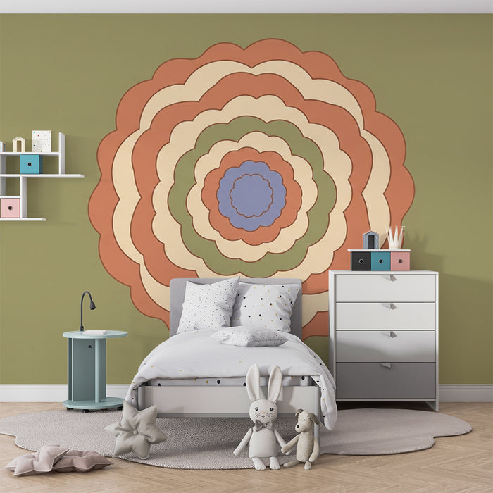Papier peint chambre bébé | Motifs floraux en dégradé de couleurs douces