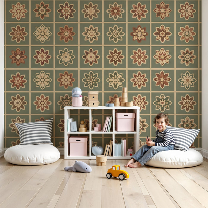 Papel de parede quarto bebê | Cvjetni uzorci u mozaiku