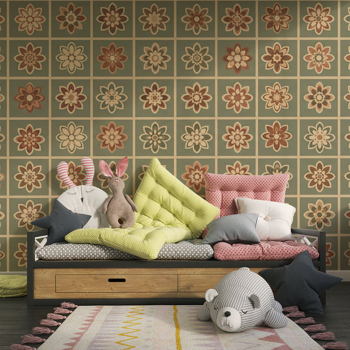 Papel de parede quarto bebê | Cvjetni uzorci u mozaiku