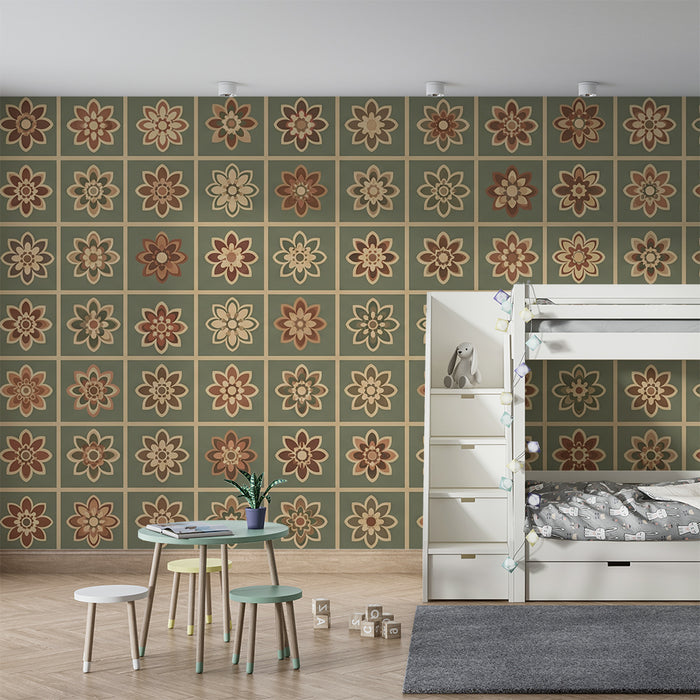 Papel de parede quarto bebê | Cvjetni uzorci u mozaiku