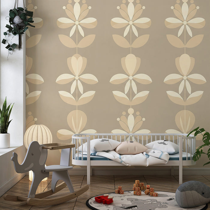 Papel de parede quarto bebê | Cvjetni uzorci na bež pozadini