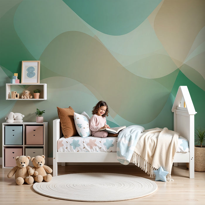 Baby's room wallpaper | Soft gradient patterns in green and beige