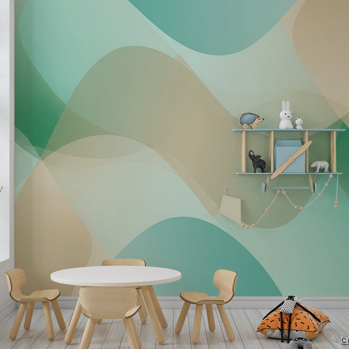 Baby's room wallpaper | Soft gradient patterns in green and beige
