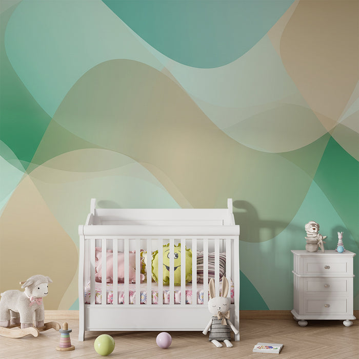 Baby's room wallpaper | Soft gradient patterns in green and beige