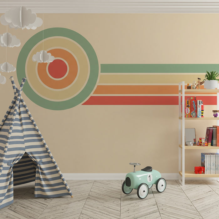 Barntapet | Färgglada geometriska mönster med cirklar och ränder