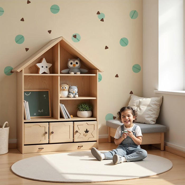Nursery wallpaper | Colorful geometric patterns with circles and triangles