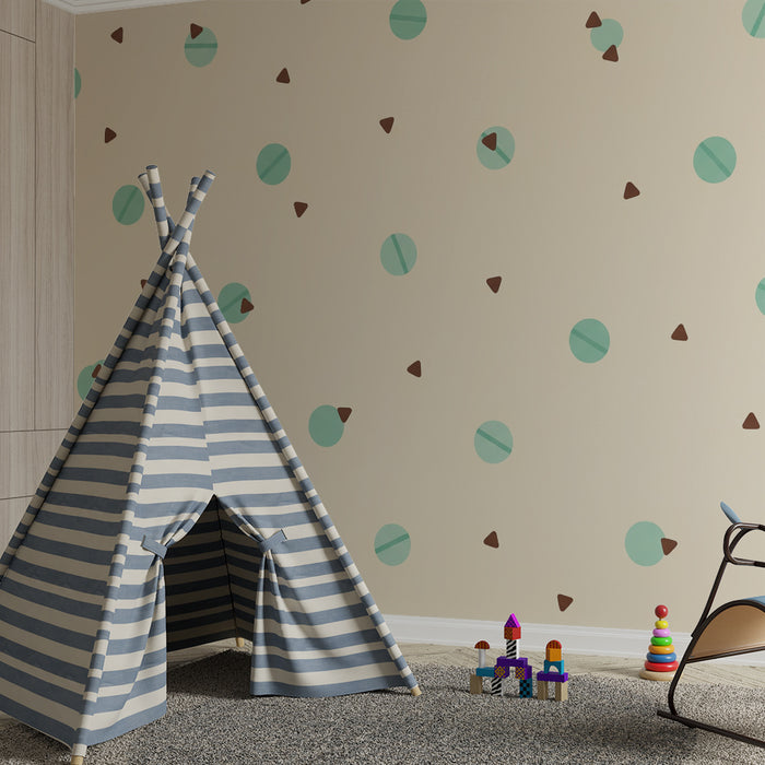 Nursery wallpaper | Colorful geometric patterns with circles and triangles