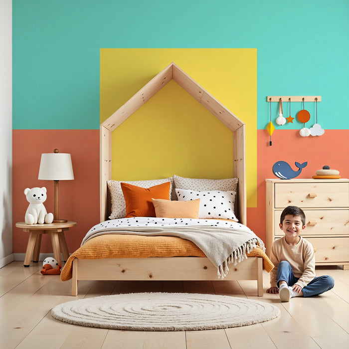 Papel pintado para habitación infantil | Diseños geométricos de colores vivos